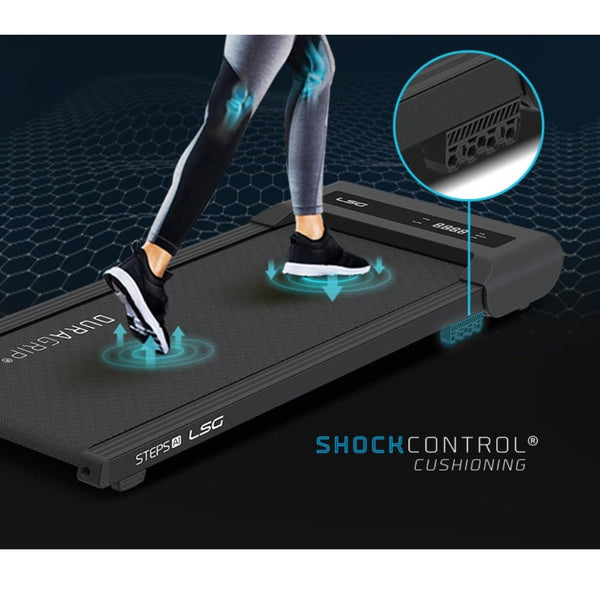Durable treadmill with ShockControl cushioning, ideal for home workouts.